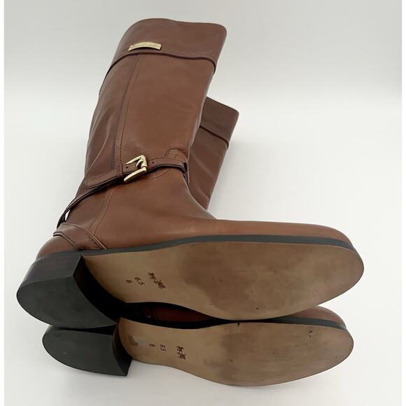 COACH Micha Wide Calf 6.5 US Leather Knee High Boots Chestnut Brown Designer EUC - Picture 13 of 16
